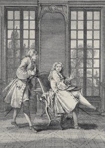 Jelenet Moliere (1622-73) "Le mizantróp" című művéből, Laurent Cars metszet alkotó: François Boucher